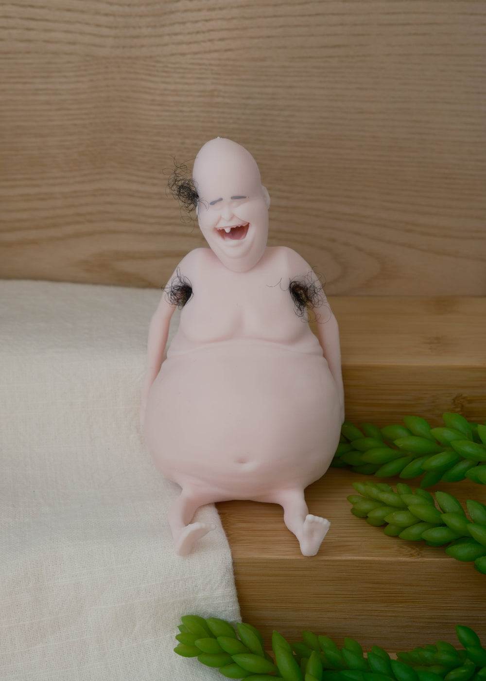 All Natural Hairy Rene Themugly Doll - Squishy and Deformable Funny Toy for Stress Relief!