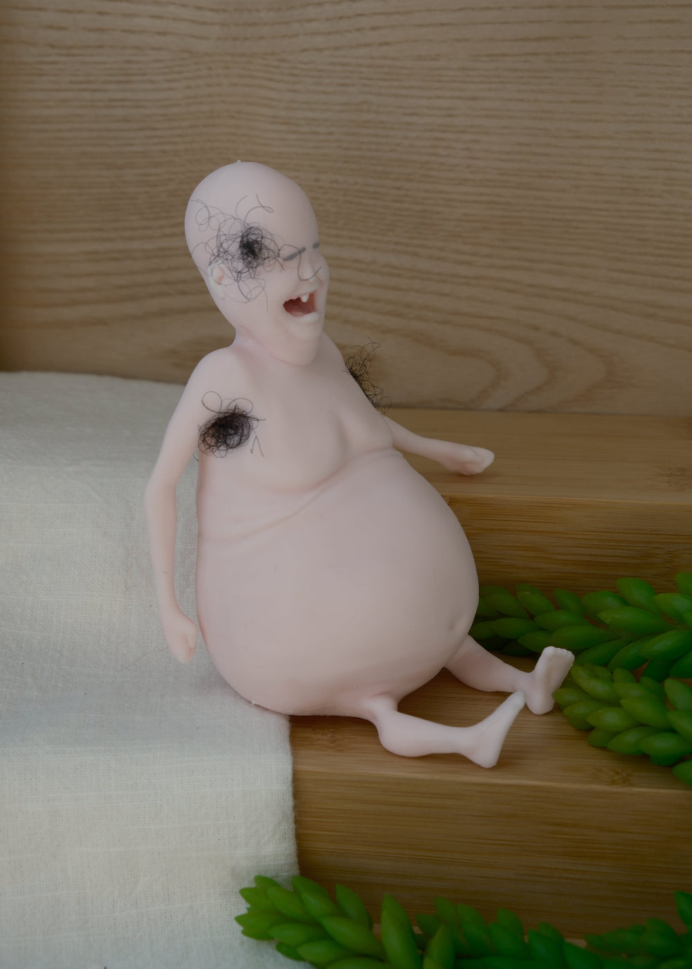 All Natural Hairy Rene Themugly Doll - Squishy and Deformable Funny Toy for Stress Relief!