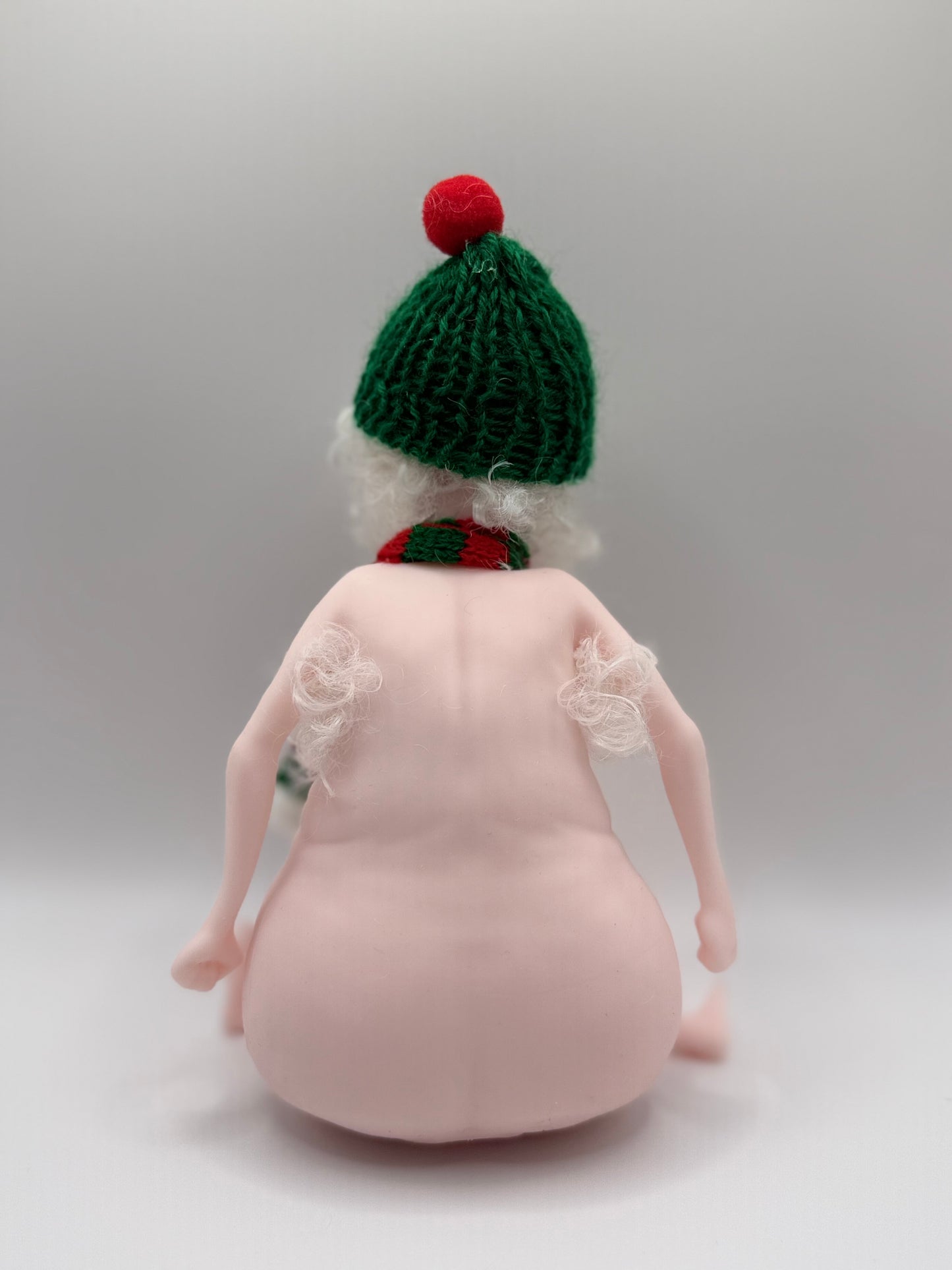 THEMUGLY Rene Squishy Doll: Hairy Santa Edition with Beard, Beanie, Scarf & Glasses, Christmas Desk Ornament Stress Toy, Funny White Elephant Gag Gift